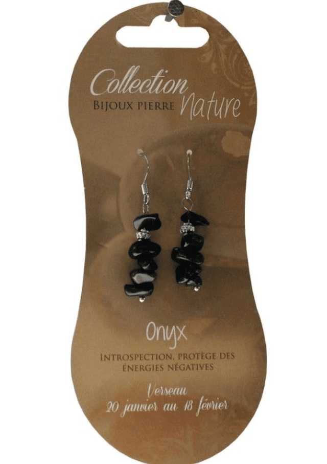 Boucles d&#039;oreilles pierres baroques - Onyx